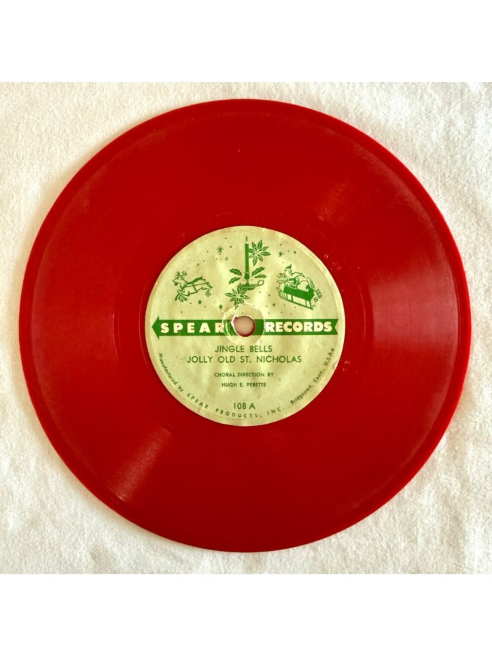 Vintage Spear Records Christmas Jingle Bells Red Childrens Record Early 1950s - Picture 10 of 12